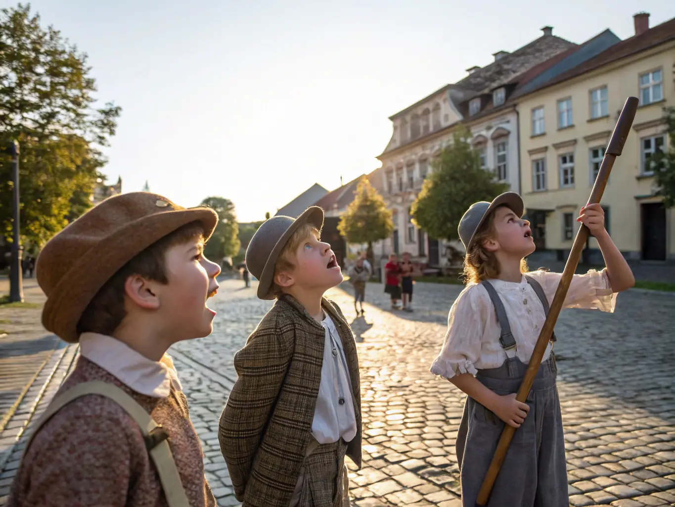 A vibrant image showcasing children participating in a historical reenactment at one of SPA RHONE ET DURANCE's preserved sites, emphasizing the educational aspect of the program.